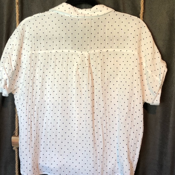Polka Dot Tie-Front Crinkle Blouse - Picture 3 of 3